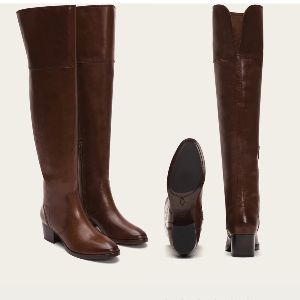 Frye Clara over the knee boots in redwood size 6 leather brown